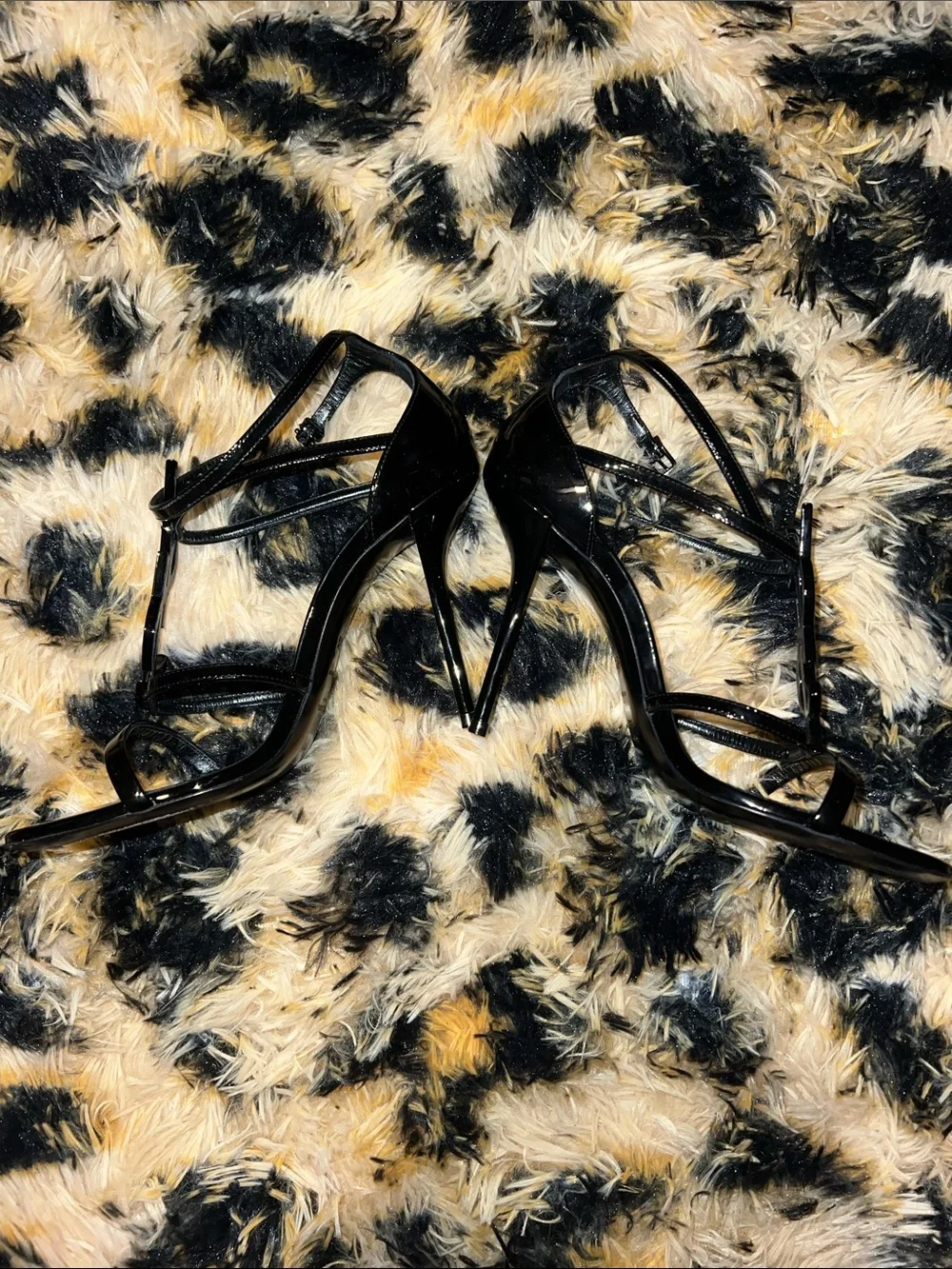 Saint Laurent Black Patent Leather Cassandra Sandal Heels 37.5 - Picture 13 of 16